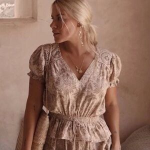 Spell & The Gypsy Lioness Cap Sleeve Blouse in Smoke Large